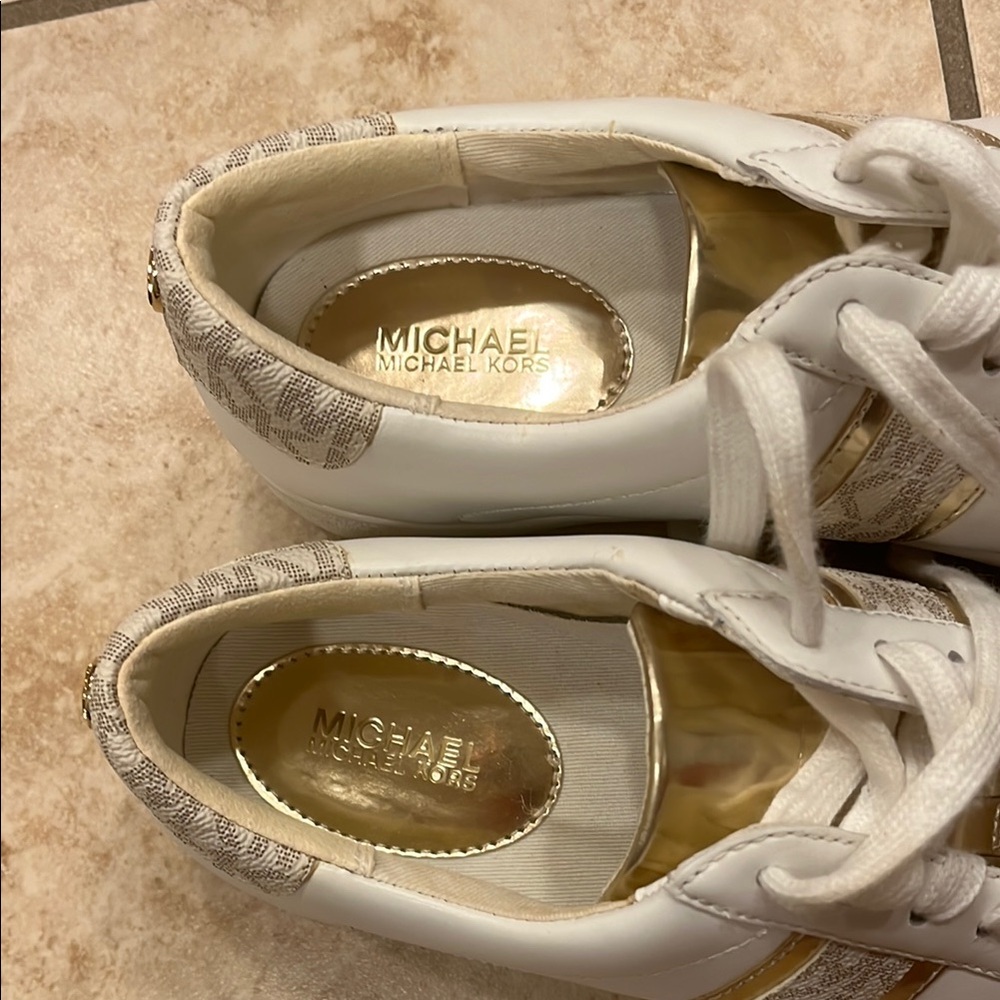 Michael Kors White and Gold Sneakers - Picture 7 of 7